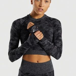 Gym Shark Camo Seamless Long Sleeve Crop top